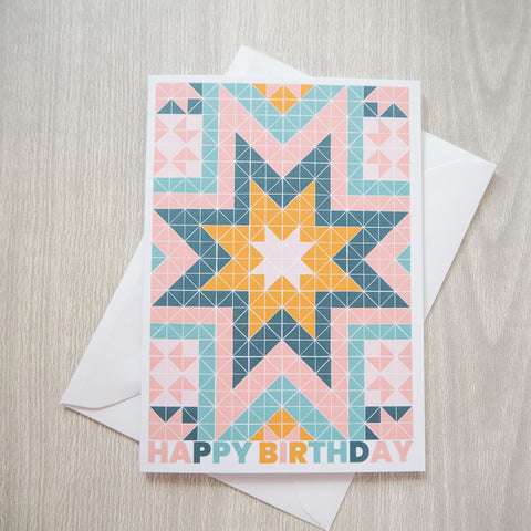 Happy Birthday Starburst Quilt Greetings Card