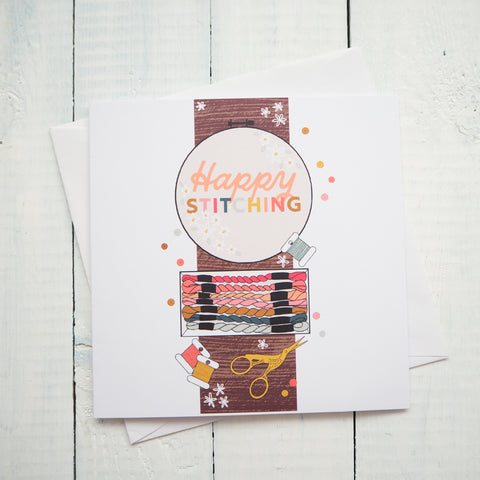 Happy Stitching Embroidery Greeting Card